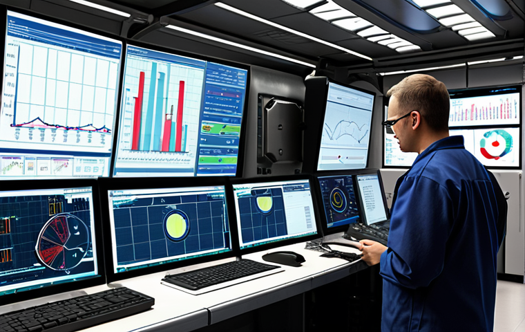 **Prompt:** A high-tech railway maintenance depot. Sensors attached to train wheels are wirelessly transmitting data to a central computer. Engineers analyze the data on large monitors displaying graphs and charts. The overall scene should convey precision, efficiency, and predictive maintenance in action. Style: Realistic, slightly futuristic.