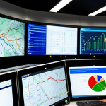 A professional team of engineers and data analysts, fully clothed in modest business attire and professional dress, collaborating around large, interactive digital screens in a state-of-the-art railway operations control center. The screens display real-time train movements, complex data visualizations for predictive maintenance, and network analytics for a modern German rail system. The pose is natural, showcasing focused discussion and problem-solving.
    safe for work, appropriate content, fully clothed, professional, family-friendly, perfect anatomy, correct proportions, natural pose, well-formed hands, proper finger count, natural body proportions, professional photography, high resolution.