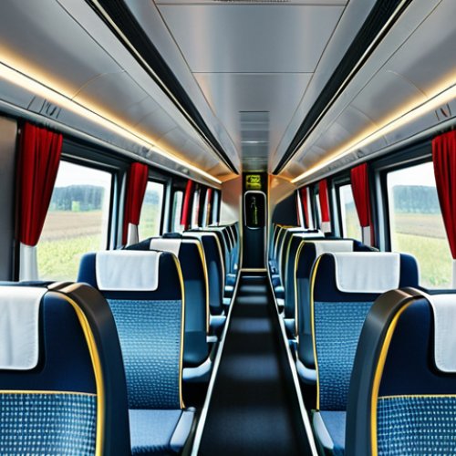Modern Train Interior**

"Inside a modern ICE 4 train, comfortable seats, large windows showing the German countryside, passengers enjoying the ride, fully clothed, appropriate attire, safe for work, perfect anatomy, natural proportions, professional photography, high quality, daytime, family-friendly."

**