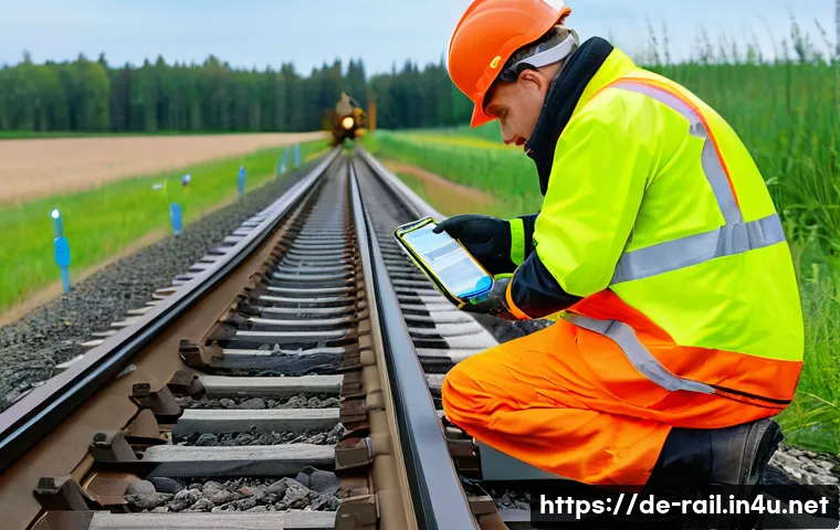 철도기사 실무자 인터뷰 - A professional railway technician wearing full personal protective equipment including a safety helm...