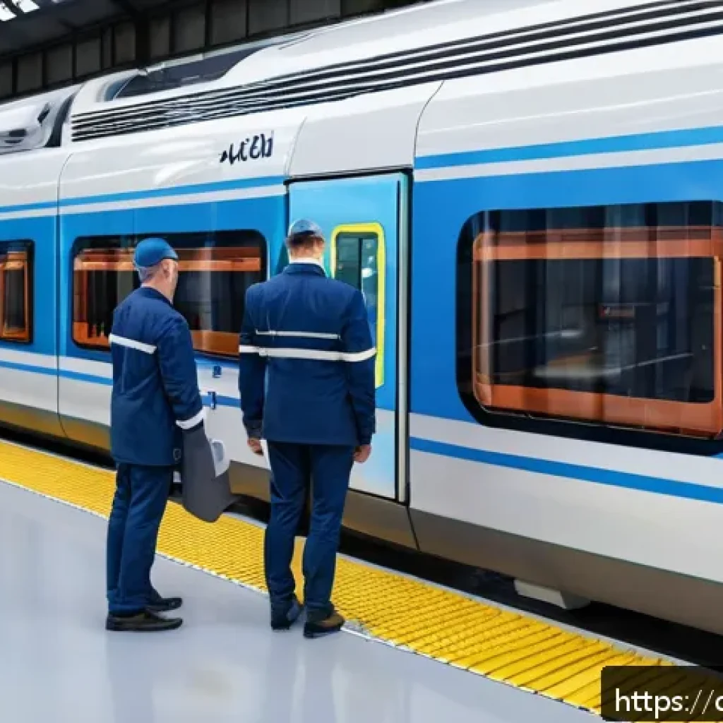 철도 유지보수 비용 절감 방안 - A modern railway maintenance facility featuring advanced digital condition monitoring systems: multi...