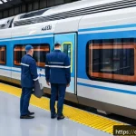 Home 19 철도 유지보수 비용 절감 방안 - A modern railway maintenance facility featuring advanced digital condition monitoring systems: multi...